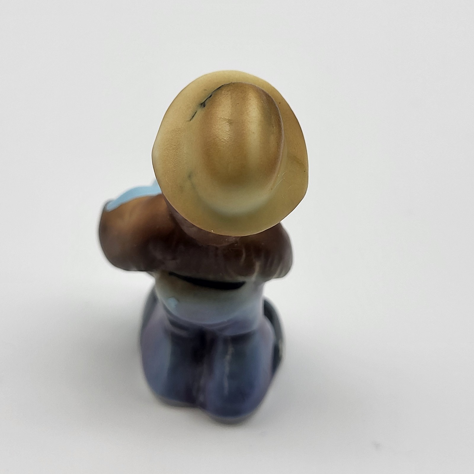 Vintage Miniature Bone China Smokey The Bear With Blue Bucket Figurine Japan