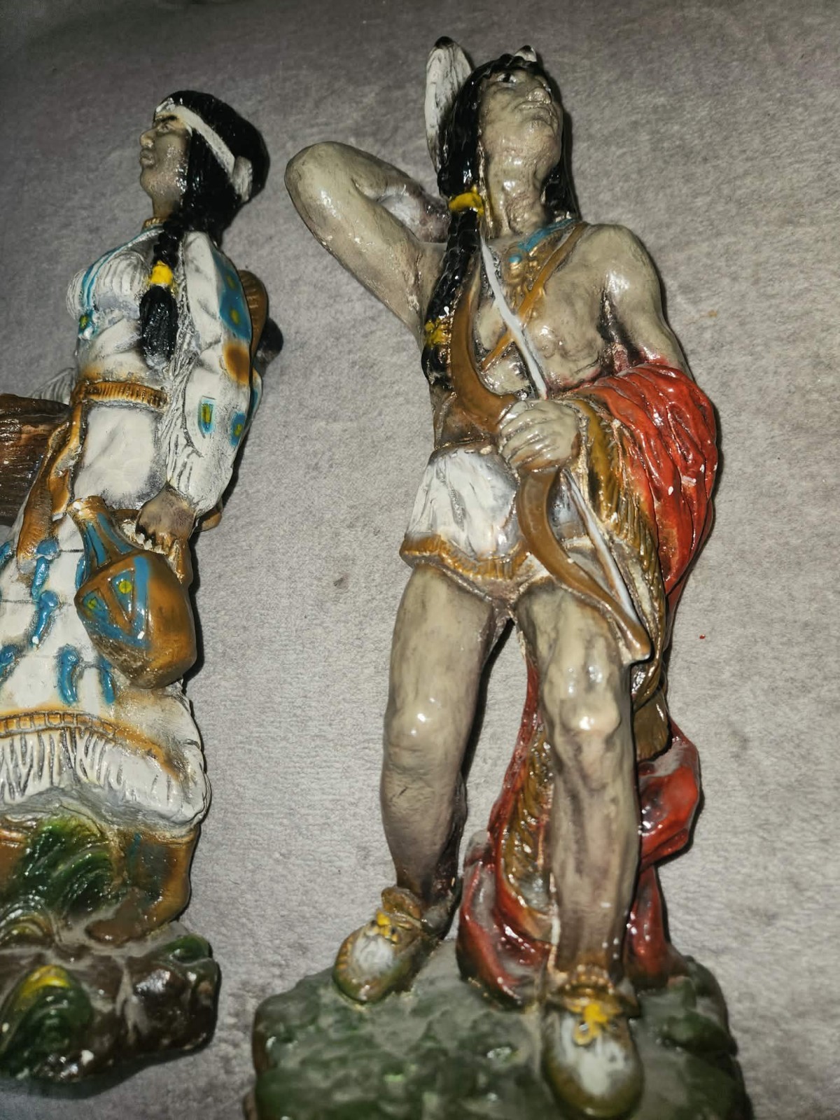 Beautiful Set Of 2 Vintage Native American Woman And Man Universal Statuary