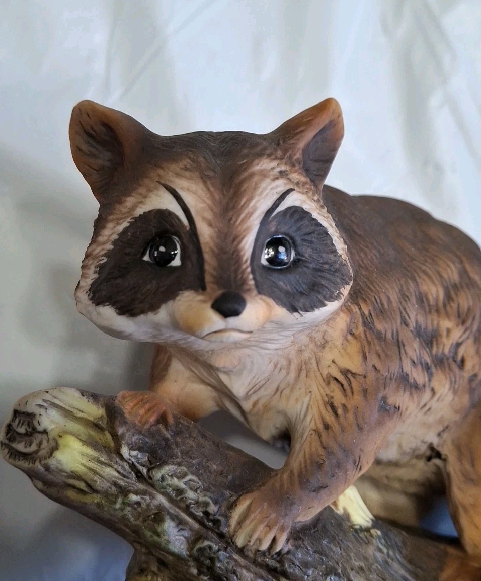 Raccoon Masterpiece by Homco ~ Fine Hand Painted Porcelain Figurine