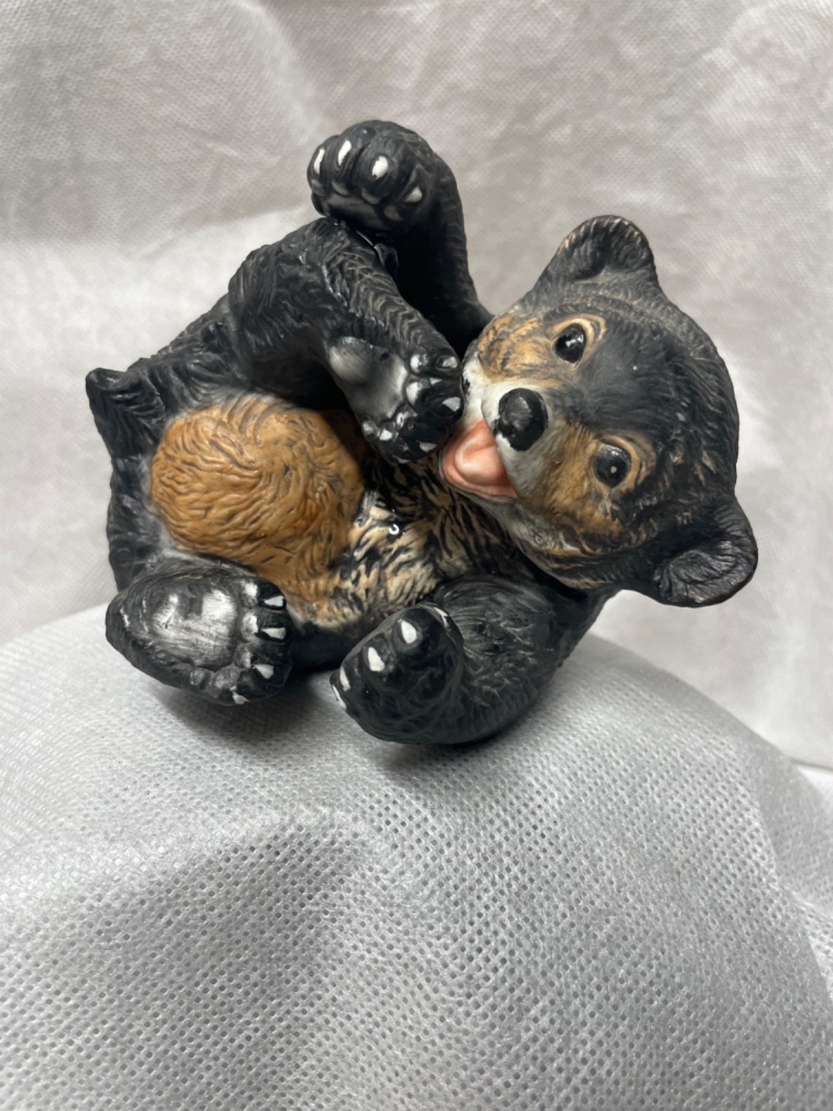 Cutest Little Ceramic Black Bear Cub Signed by Robert J Brown Mint Condition