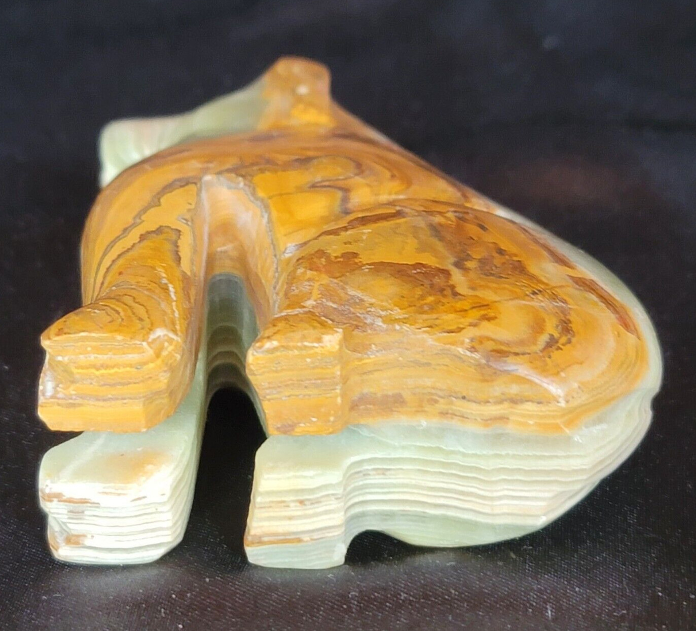 Big Dog Figurine made of Onyx Green and Brown Mexican 4 1/8th in Height