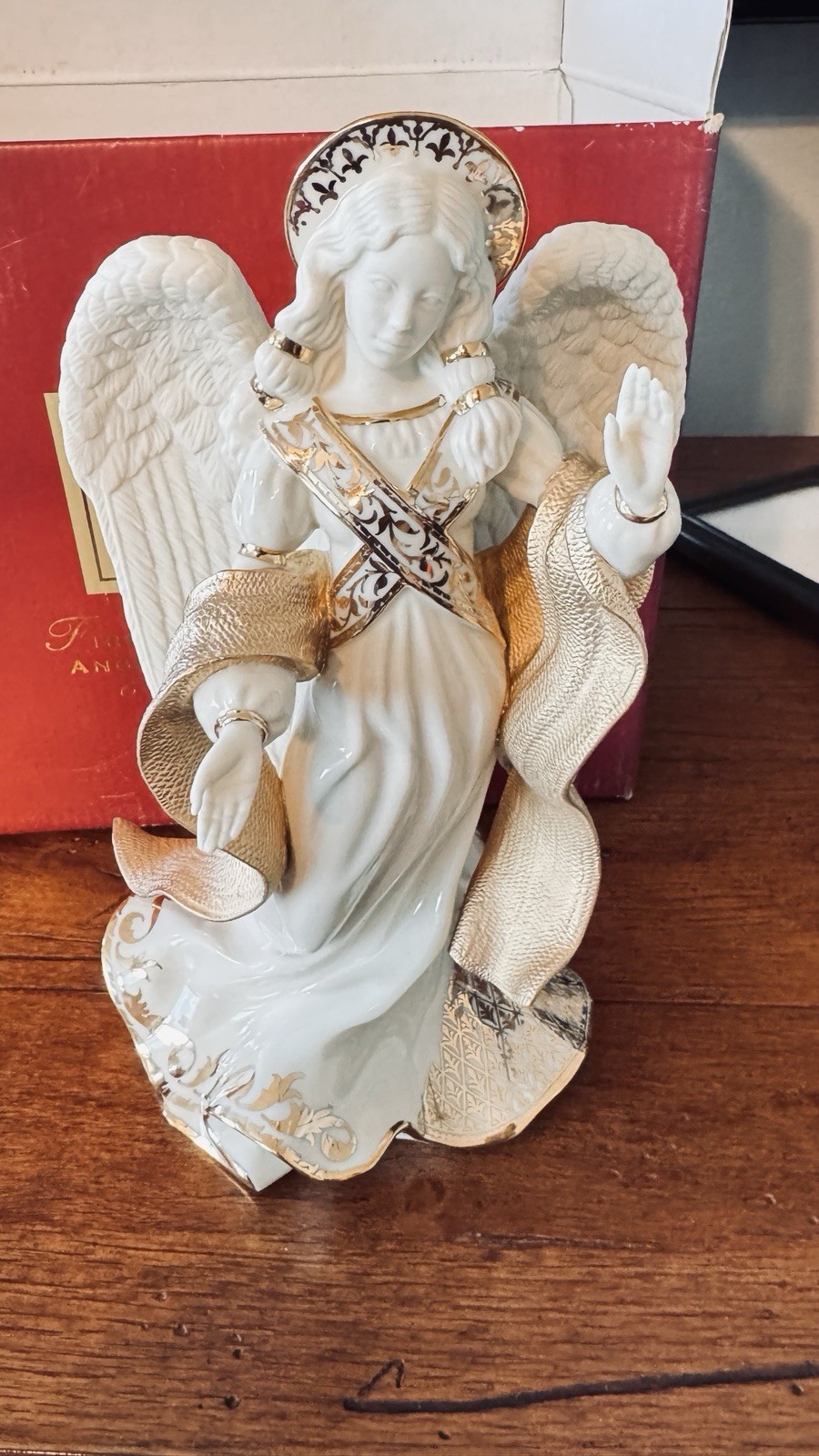 Lenox First Blessing Nativity Angel of Peace Porcelain Christmas Figurine 9” 24K