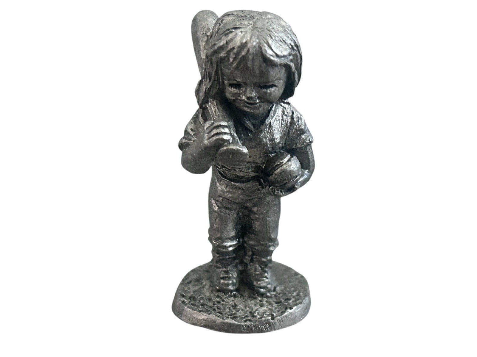 Michael Ricker Pewter Figurine Child Baseball Sports Vintage Signed