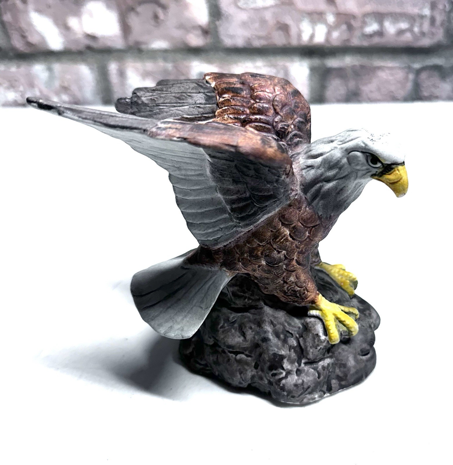 Vintage MCM Norleans American Bald Eagle Porcelain Figurine 5″ High Statue