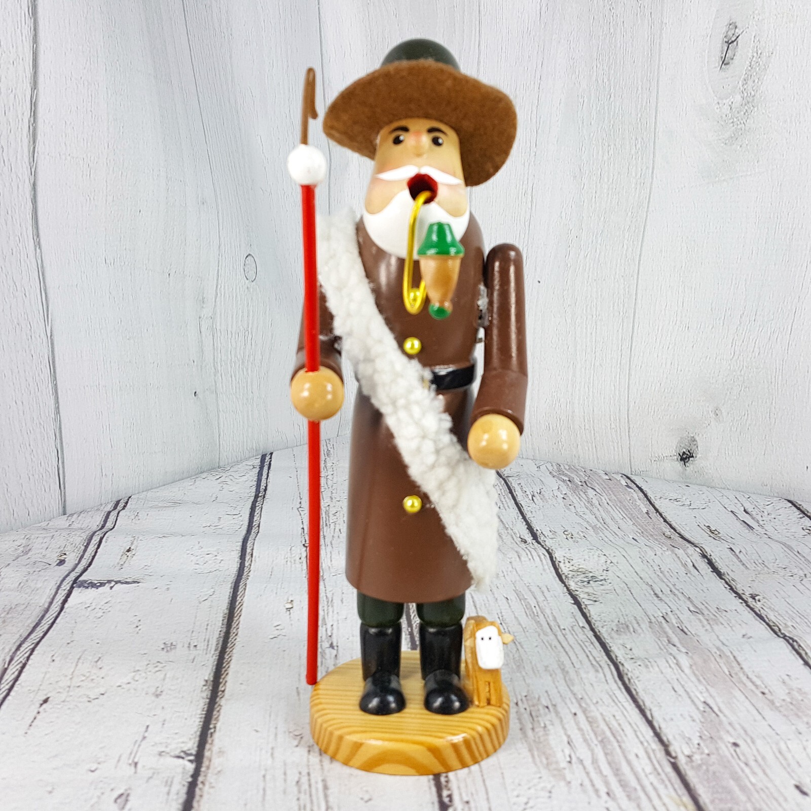 Vintage Wood 8.5″ Figure Incense Burner Smoker Shepherd w/ Hook Sheep & Pipe