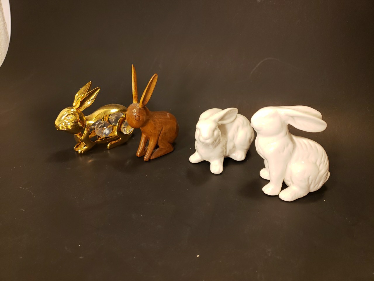 Lot Of Bunny Rabbit Small Figurines Mix Bundle Ceramic Wood Metal Easter Decor