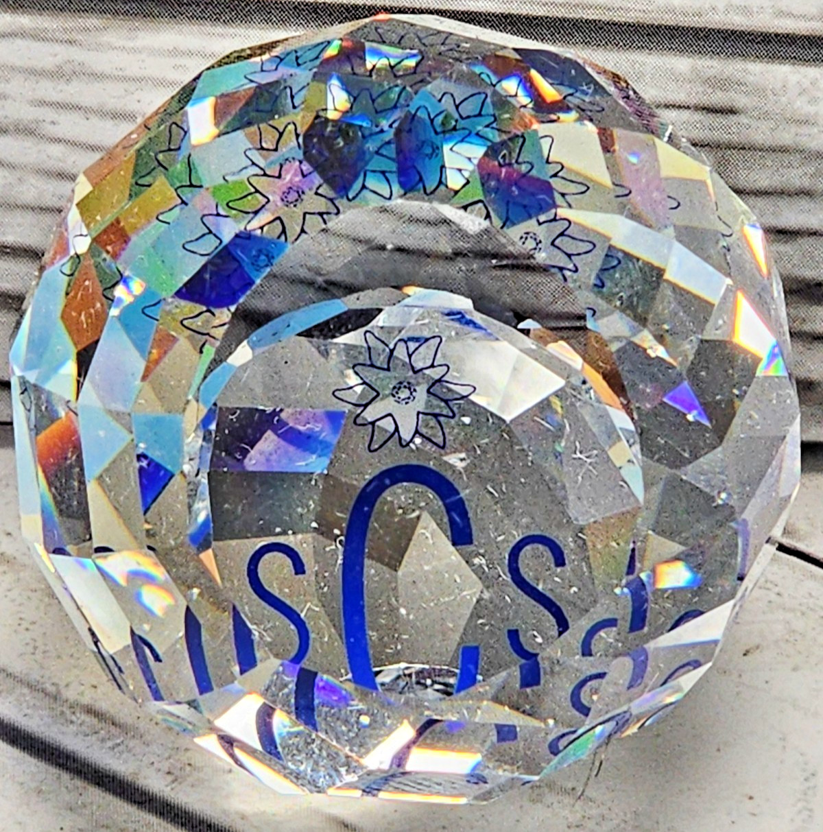 Swarovski Crystal 40mm Paperweight w/SCS Paperwork, Blue Member Gift 1987