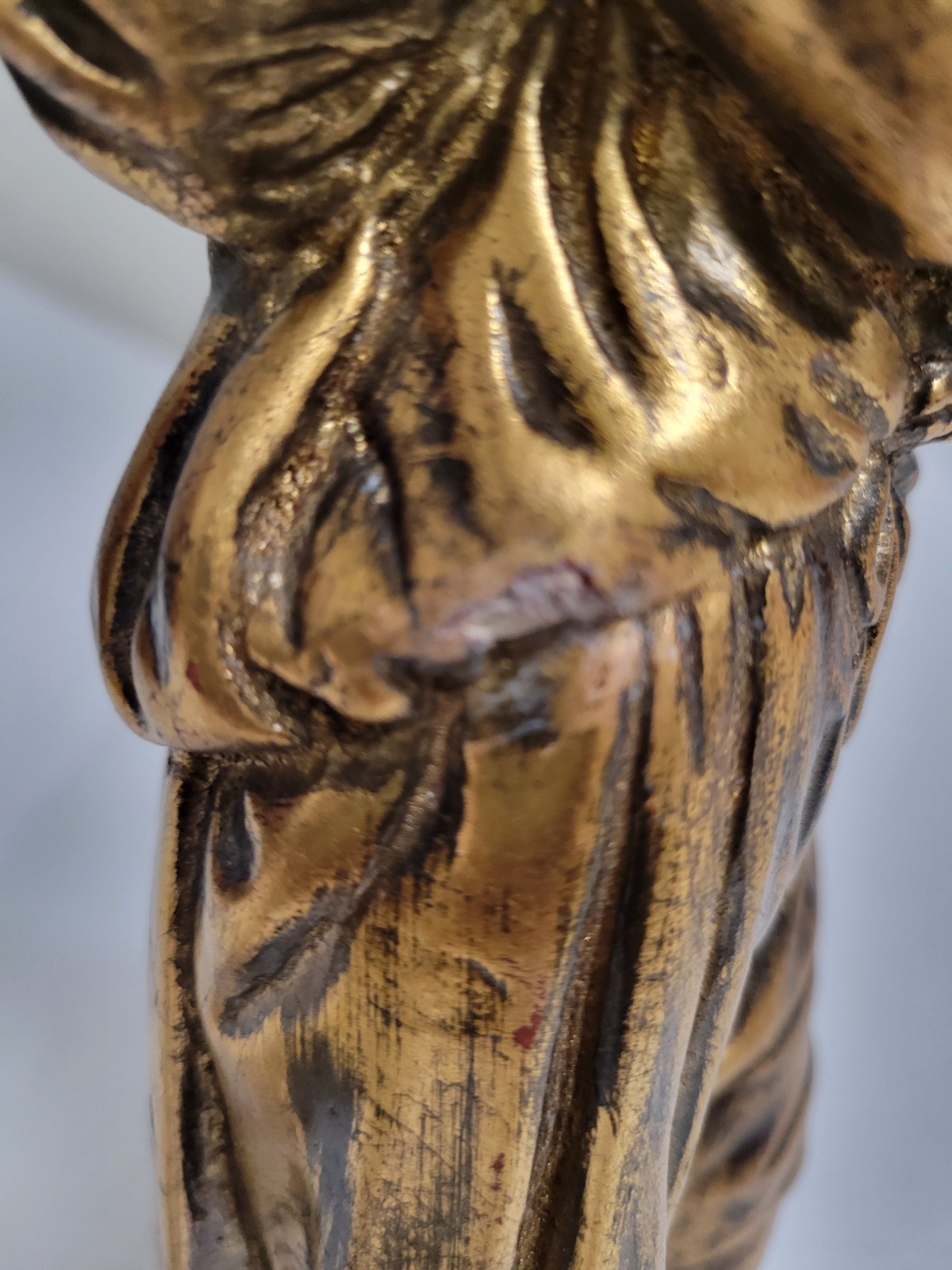 vintage jaru Gold/Silver Woman Figurine Leaning on Column Antique Finish