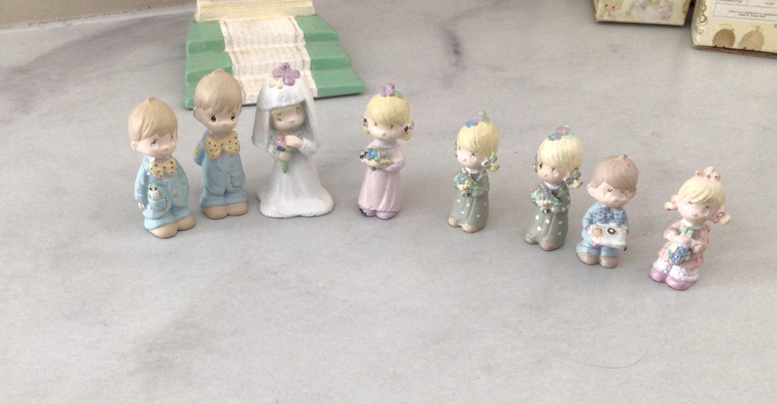 Vintage Precious Moments “1988-1989” Miniature Painted Pewter Bridal Set Wedding