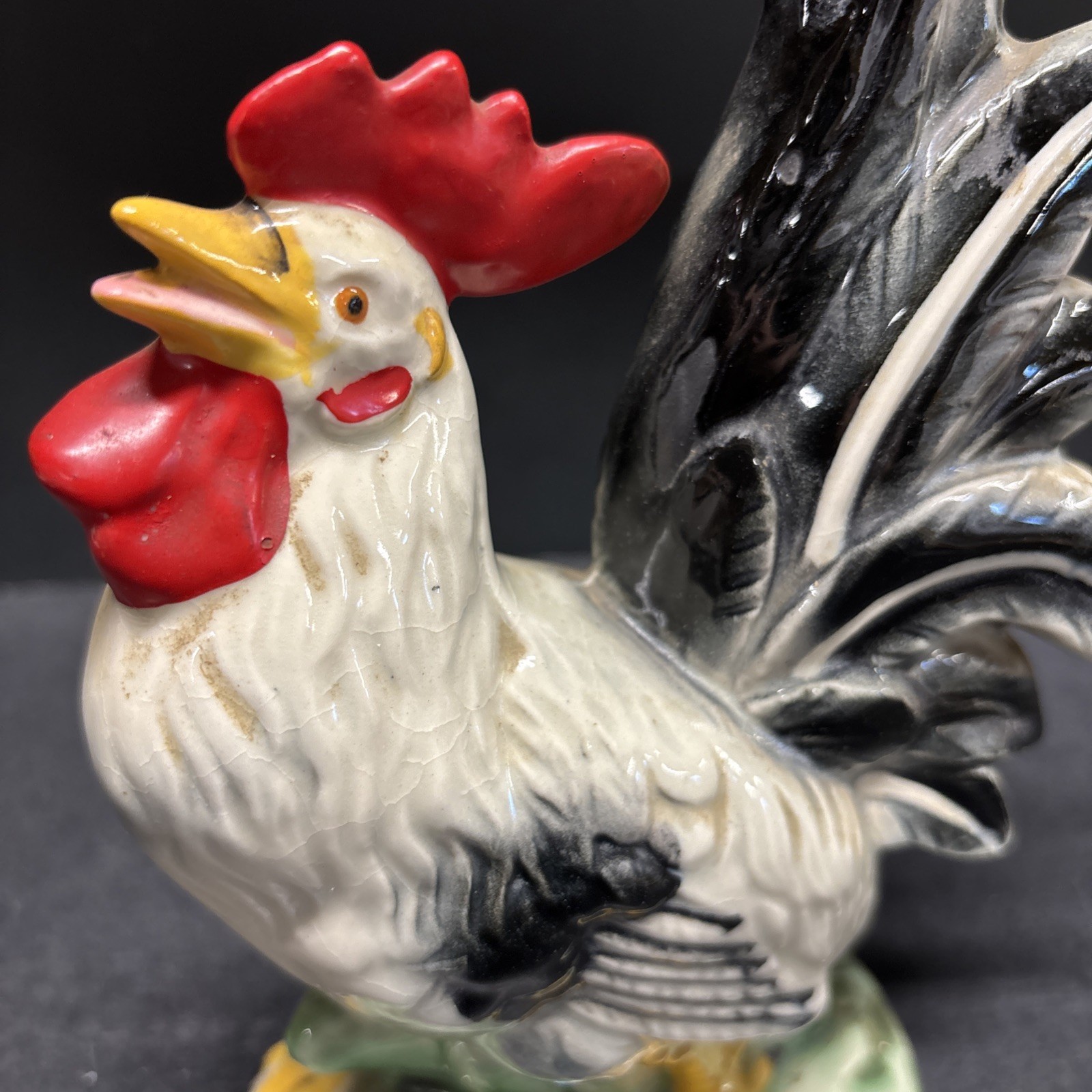 Vintage Pair Porcelain Rooster Figurines By Lefton JAPAN