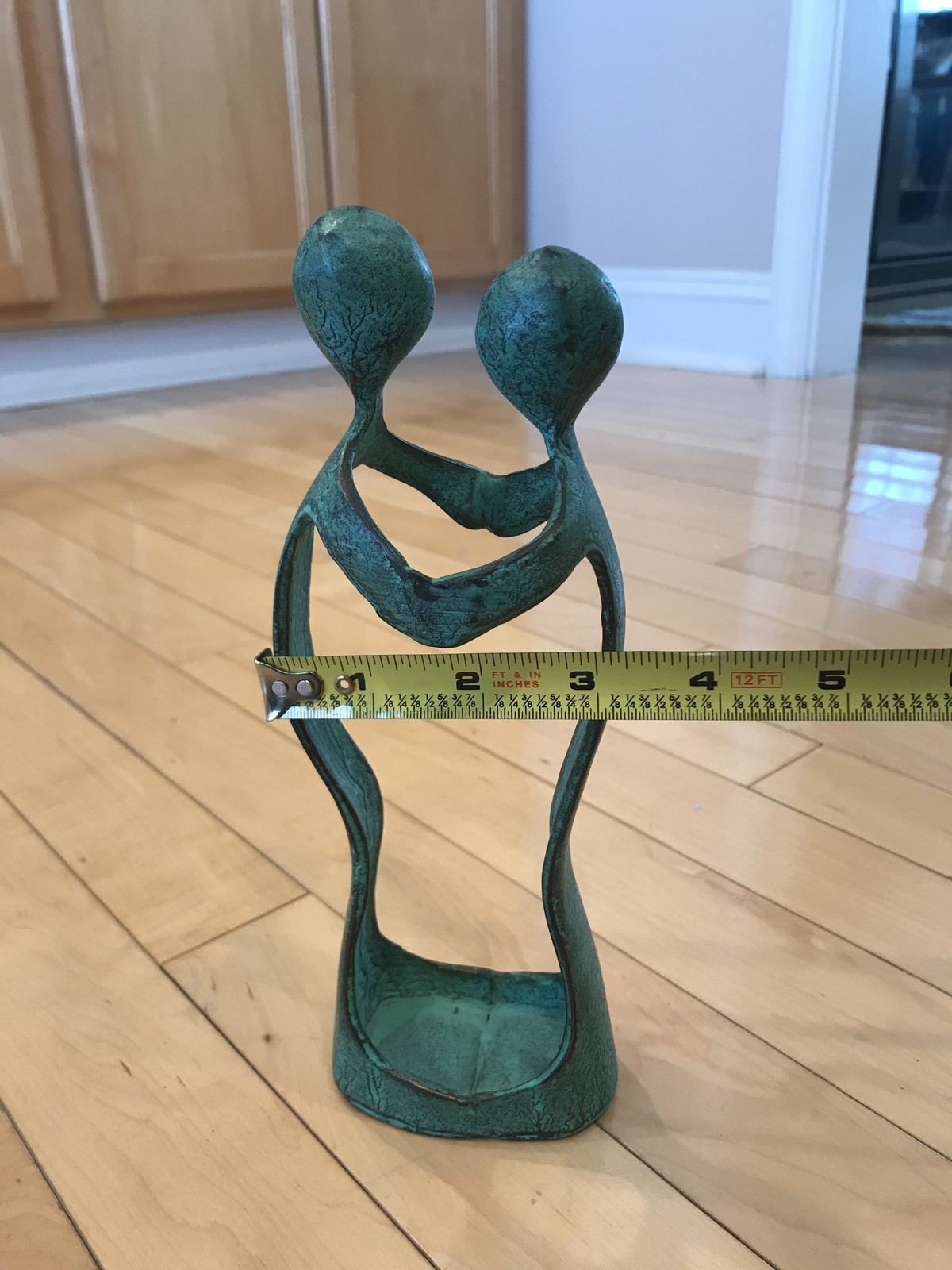 Abstract Embrace Couple Sculpture – 10 Inch Tall Metal Art