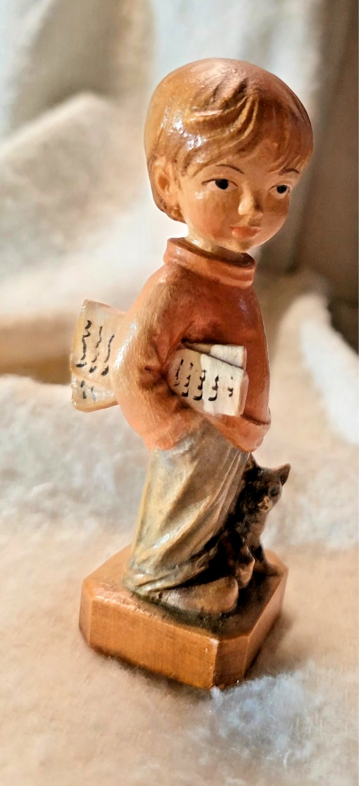 Vtg P Maeder Lucerne Switzerland “Newspaper Boy” Hand carved Hand Painted Folk