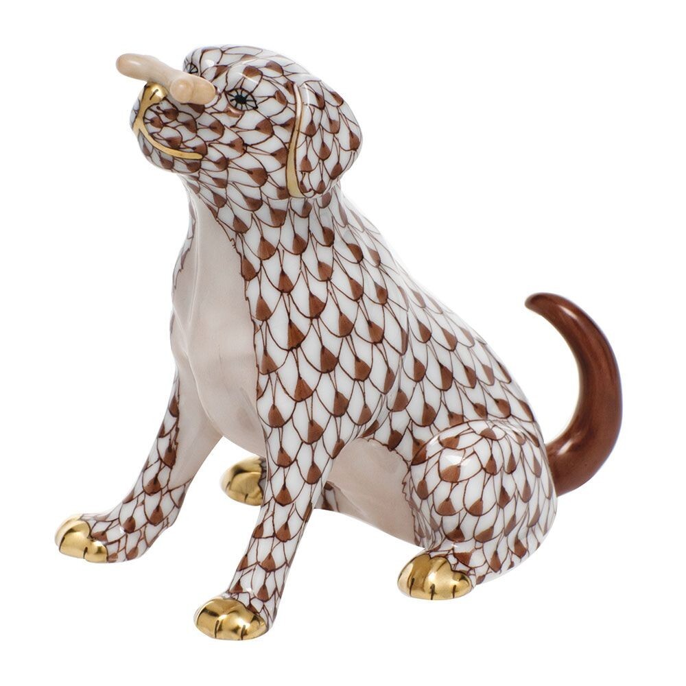 HEREND, MAX WITH BONE, LAB, CHOCOLATE FISHNET #VHBR-15743, NEW MINT & BOX!