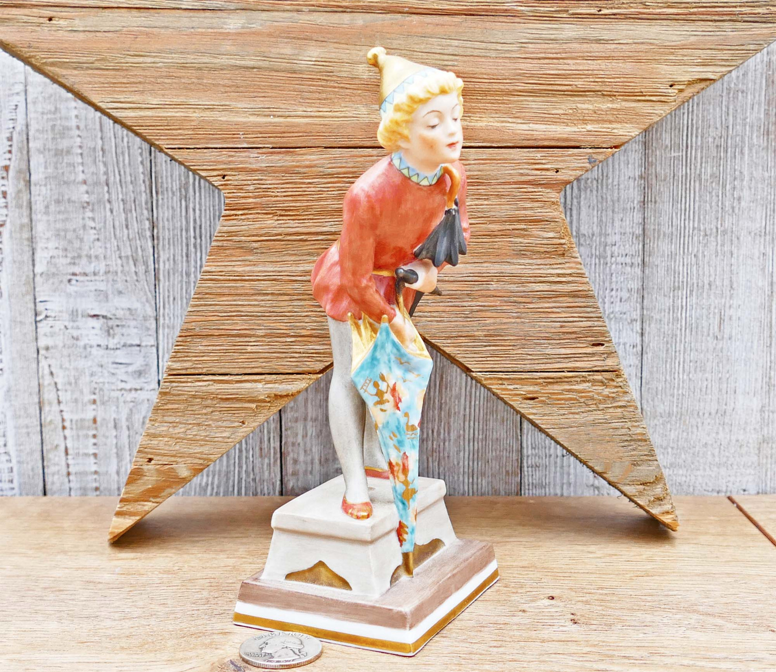 Royal Copenhagen Sandman Figurine 1129 Boy w/ Umbrella Overglaze Vintage 1958