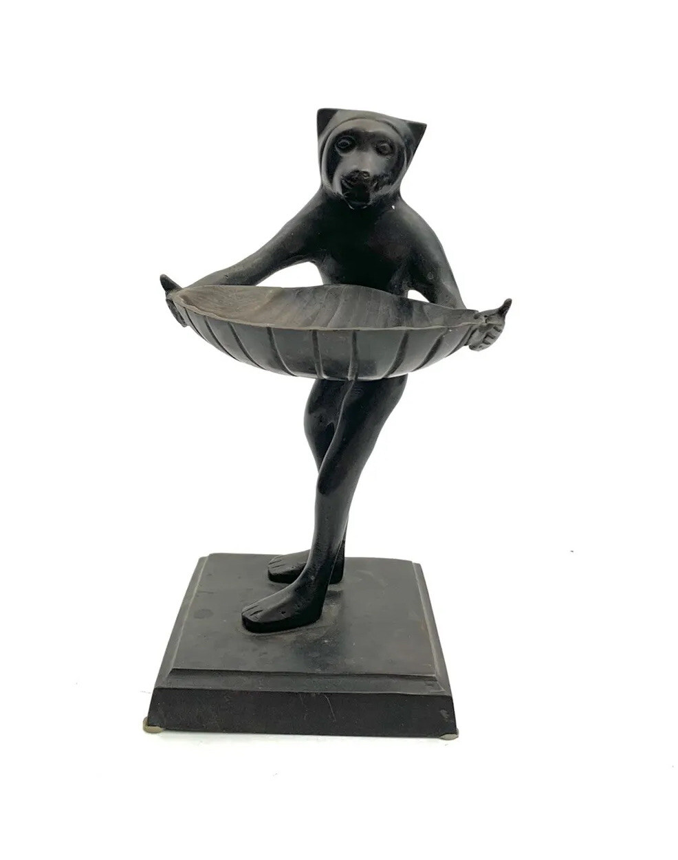 Monkey Butler Statue Holding Tray Vintage Bronze Metal Figurine for Home Decor