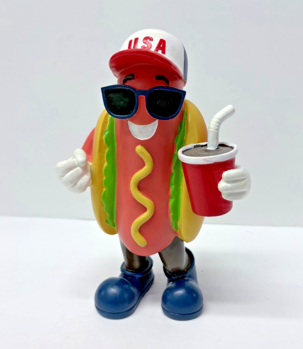 HTF ‘Henry the Hot Dog’ USA Figurine (Kitsch Americana) 4”X 8.25” Summer Fun NEW