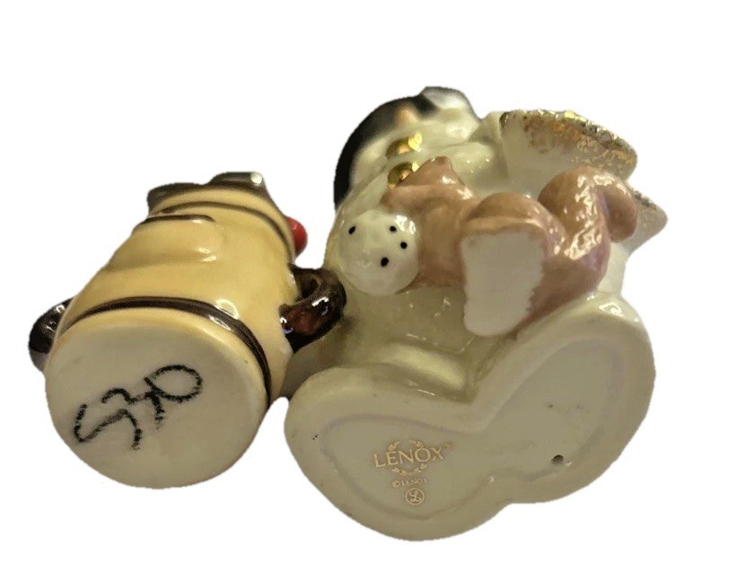 Lenox Golf Snowman Figurine Ivory Porcelain 24k Gold Trim Golfer Christmas 4″