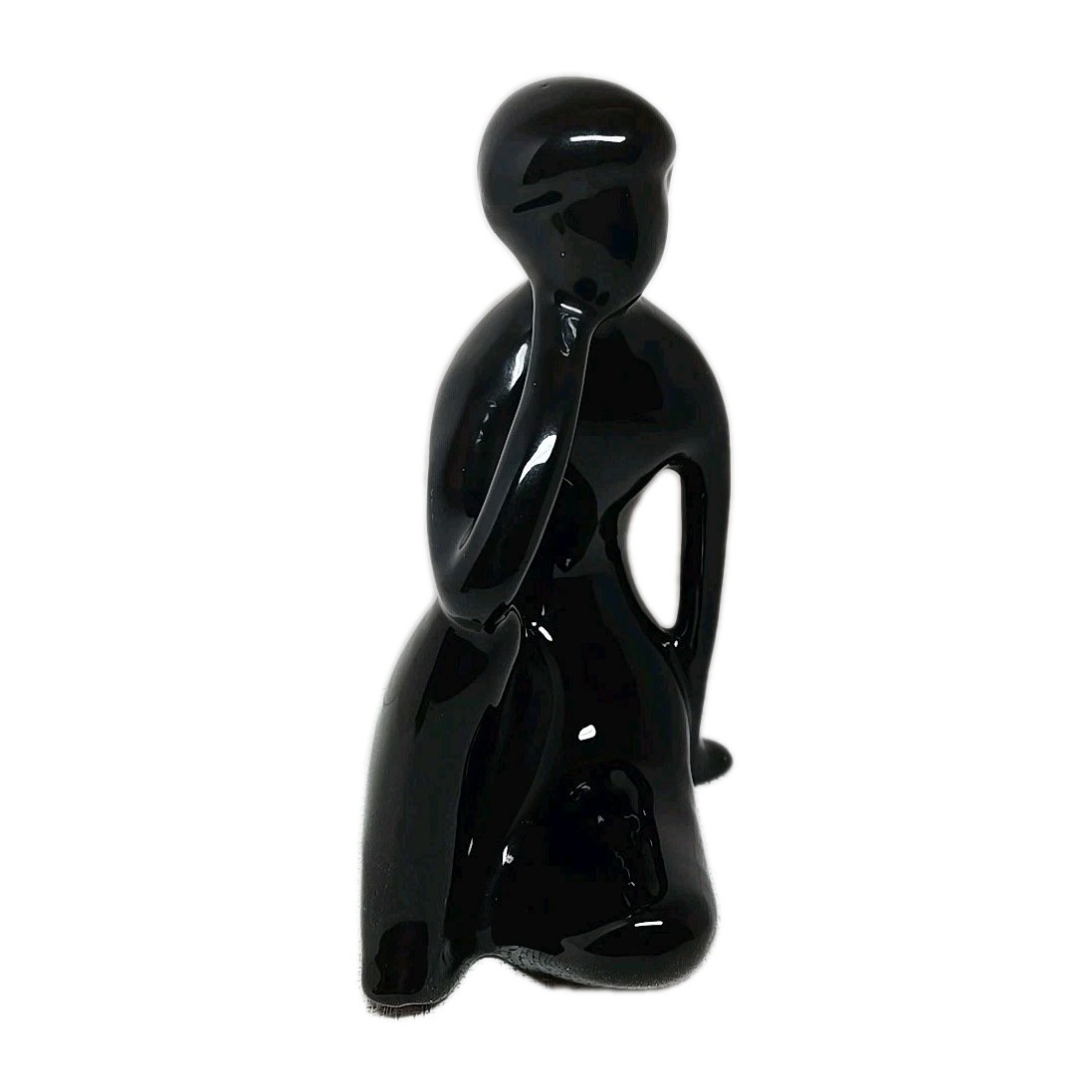 Vintage 60’s Rosenthal-Netter 10″ Black Ceramic Sculpture Thinking Man Pose EUC