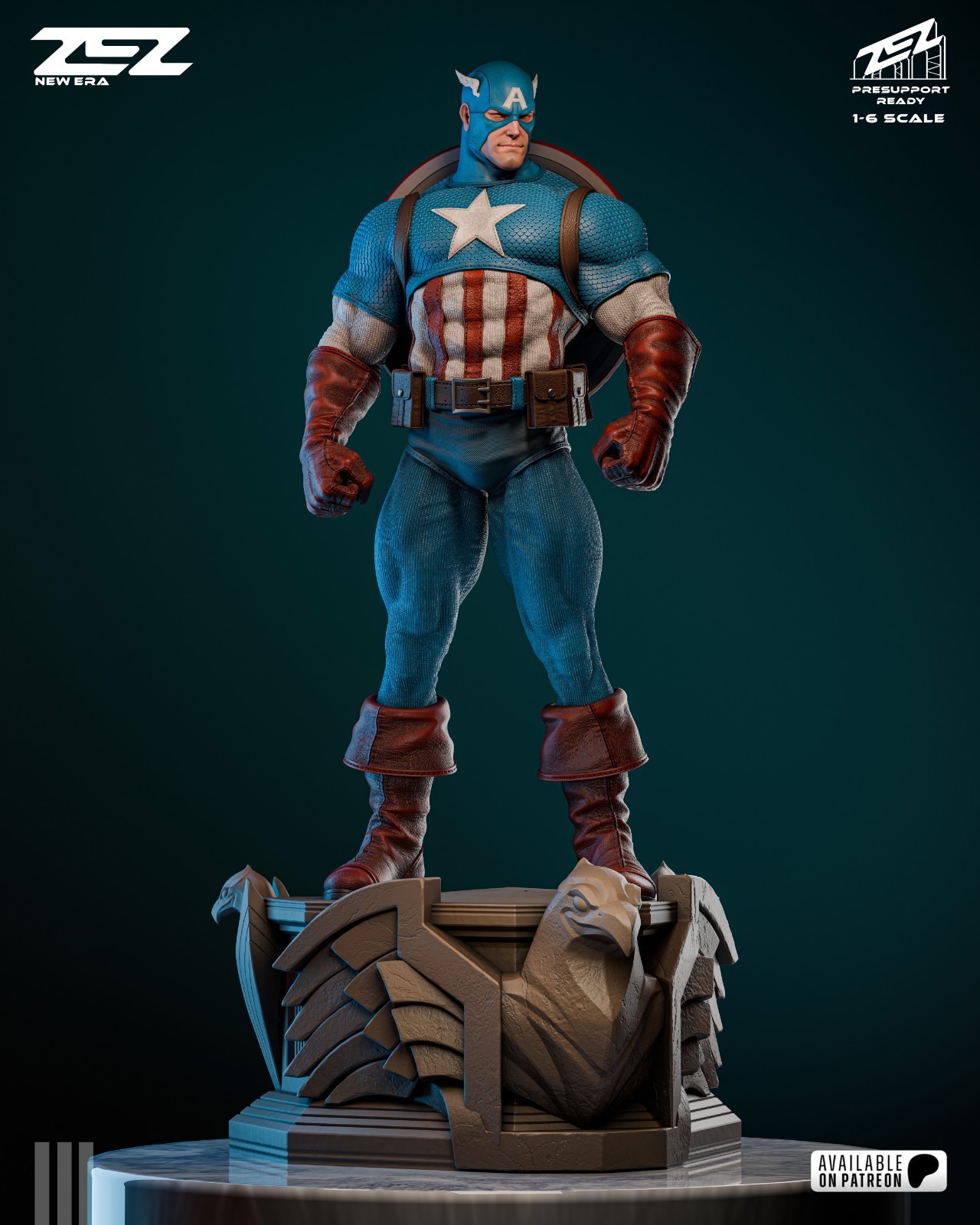 Captain America (Museum Pose, 2 Portraits) | Marvel | UNPAINTED | 1/6 Kit