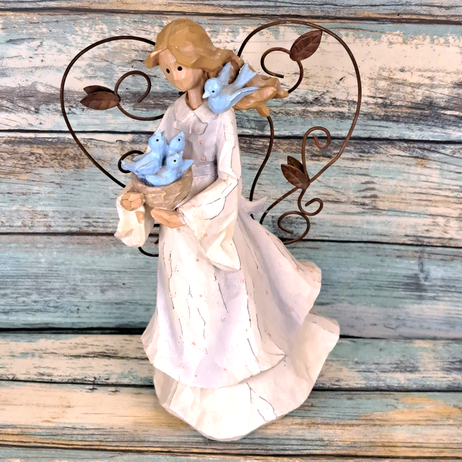 Angel Accents 49325 Friday’s Child is Loving Figurine Blue Birds Nest VTG