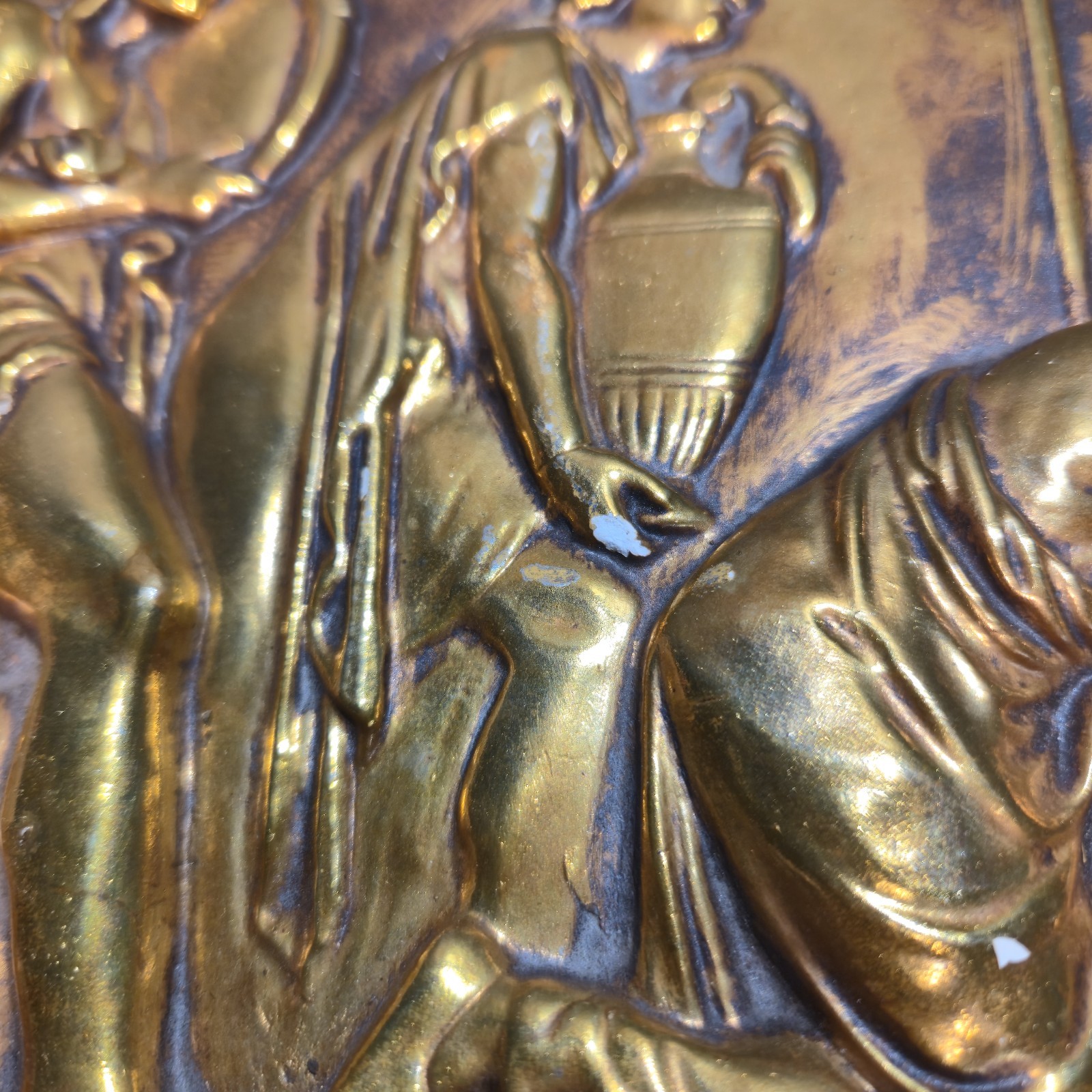 Vintage Gold Plaster Relief – “Priam Begging Achilles For The Body Of Hector”