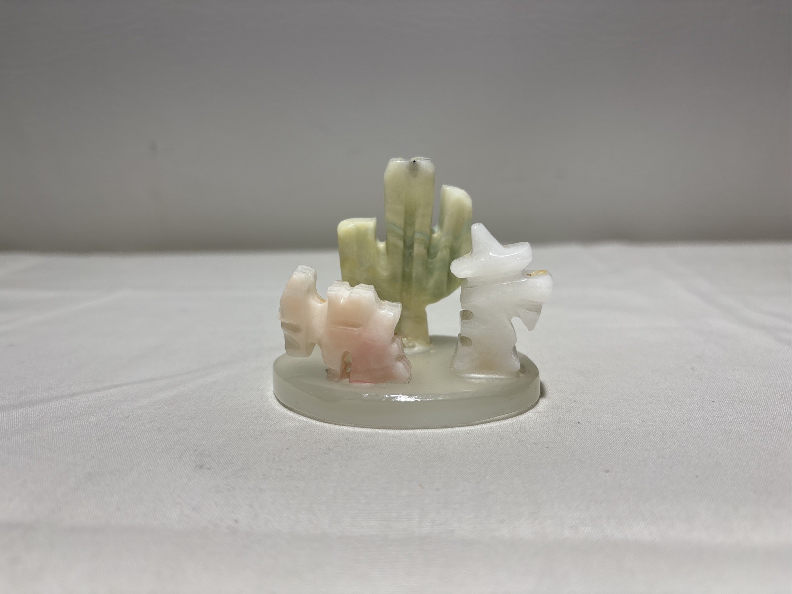 Vintage Donkey Cactus Man Stone Carved Figurine Burro Sombrero Southwestern