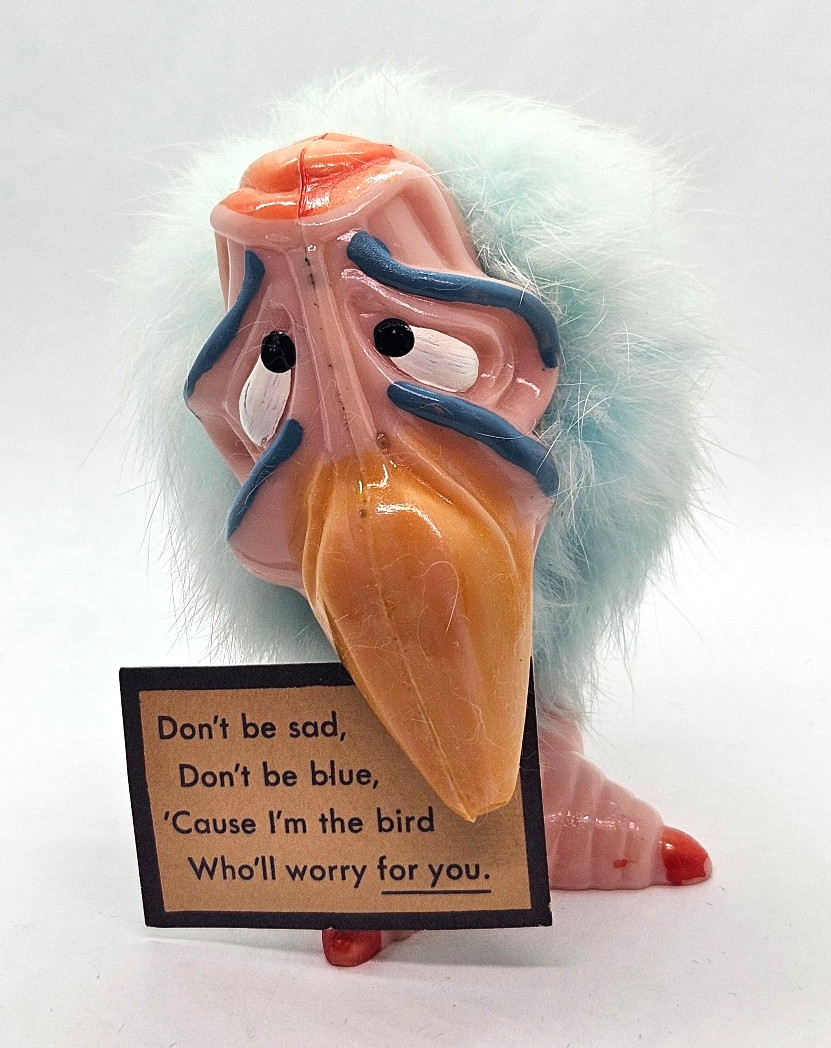 1960’s WORRY BIRD Vulture Orig. Box Psycho Hard Plastic & Fur Super Nice!
