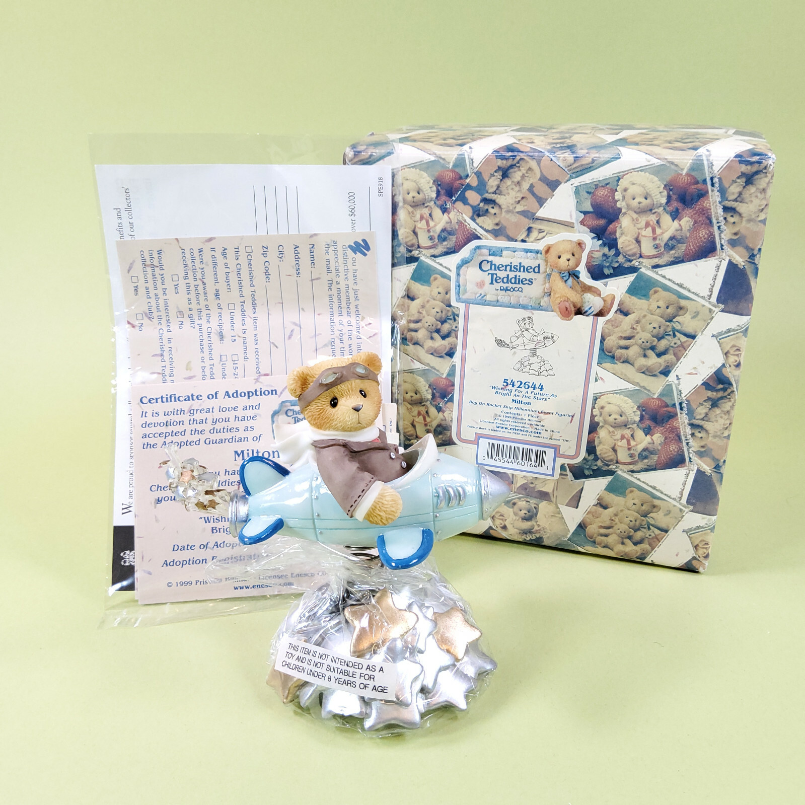 New Cherished Teddies Milton Rocket Ship Millennium Event Figurine 542644 1999