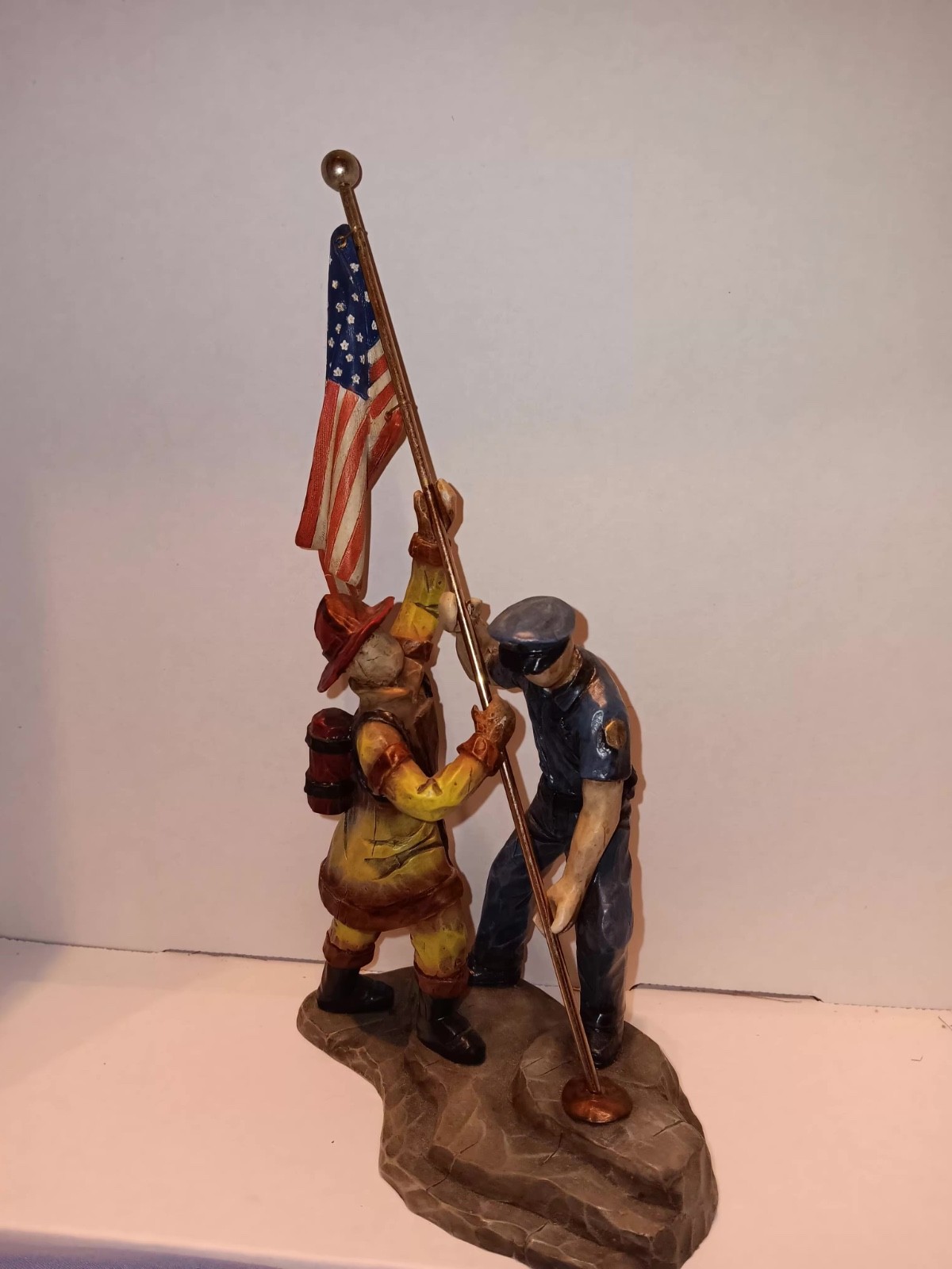 We The People Raising The Flag Firefighter Police Patriotic Figurine 2001