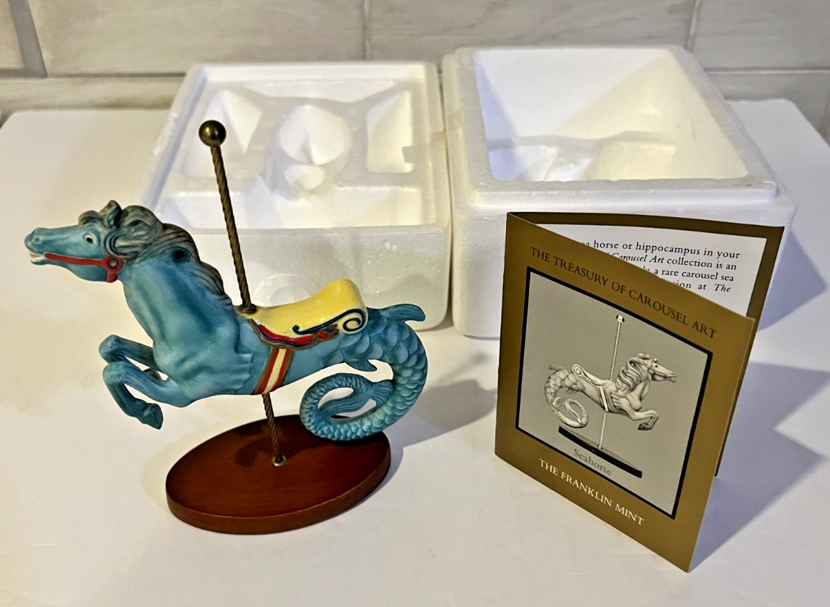 Franklin Mint The Treasury Of Carousel Art Seahorse Figurine w/Info Card