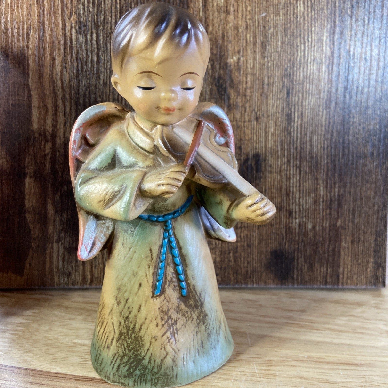 Angel Boy Playing Violin Figurine Molded Plastic Made in Japan 6″ Christmas