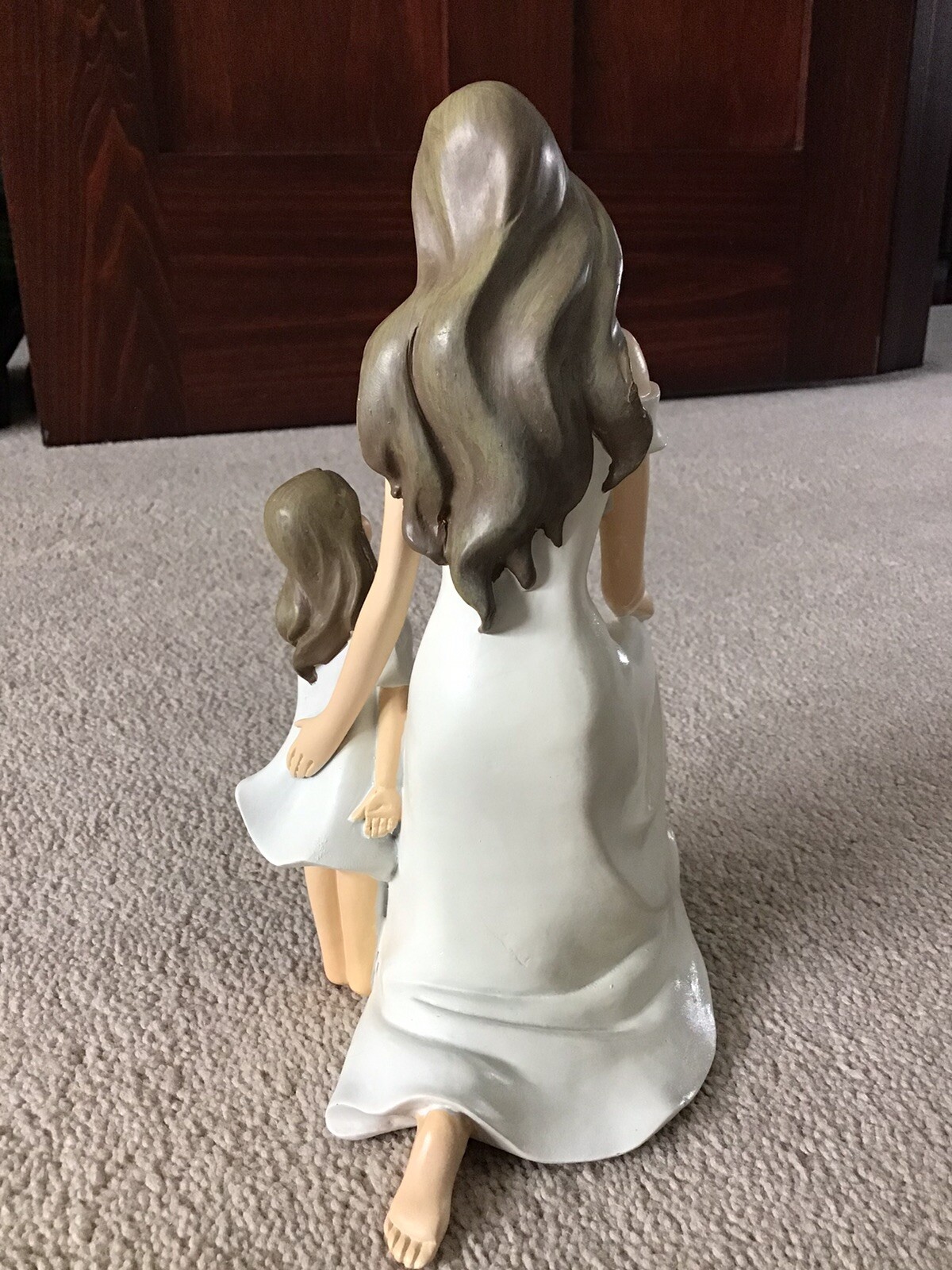 Kneeling Mother and Daughter Plastic Resin 9″ Figurine