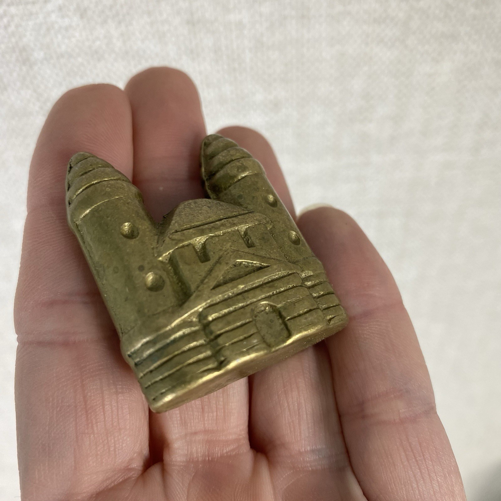 Vintage Solid Brass Miniature Building House Castle Temple 1.5″ Figurine