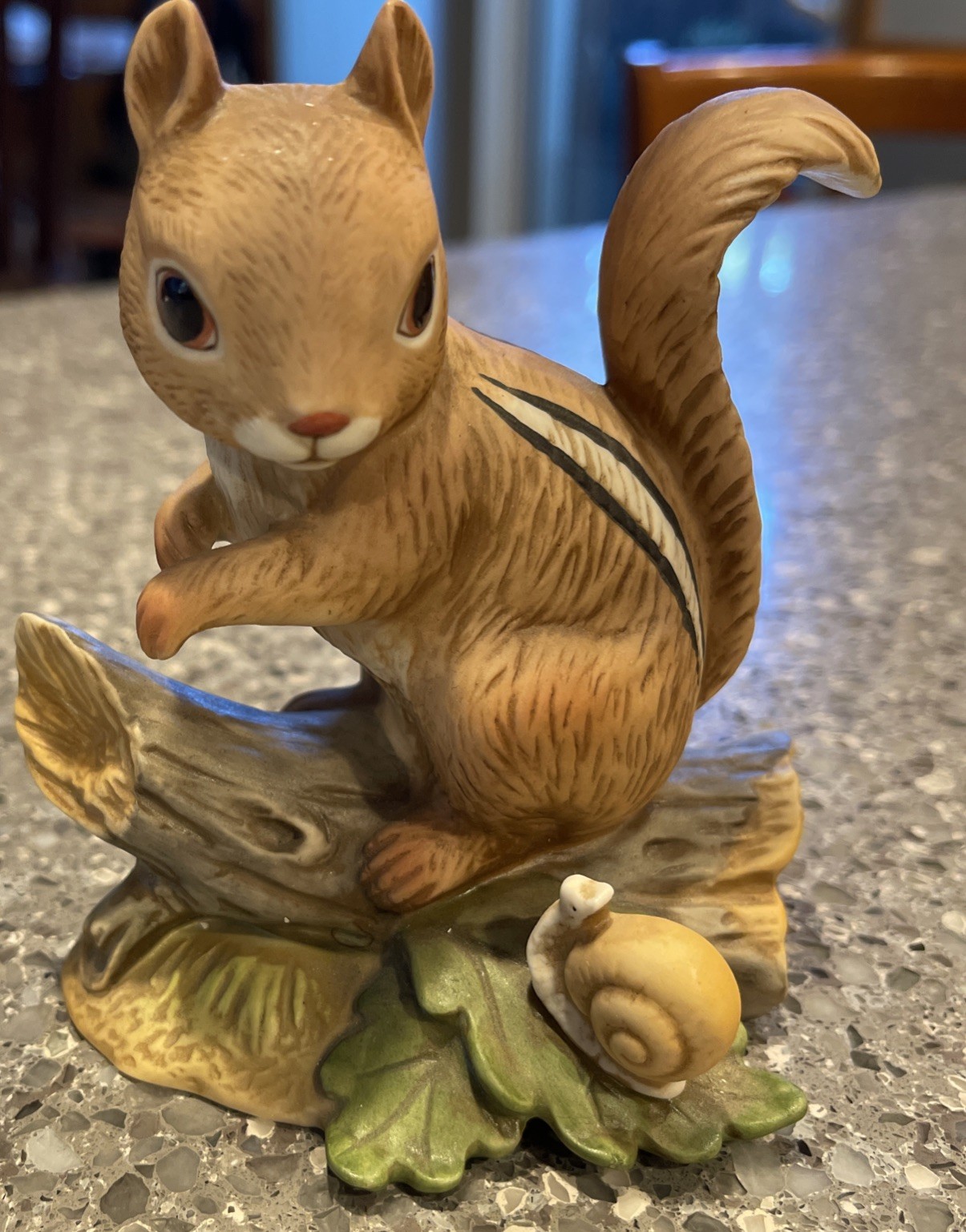 Homco Chipmunk & Snail Porcelain Figurine #1487 Collectible Woodland Creatures
