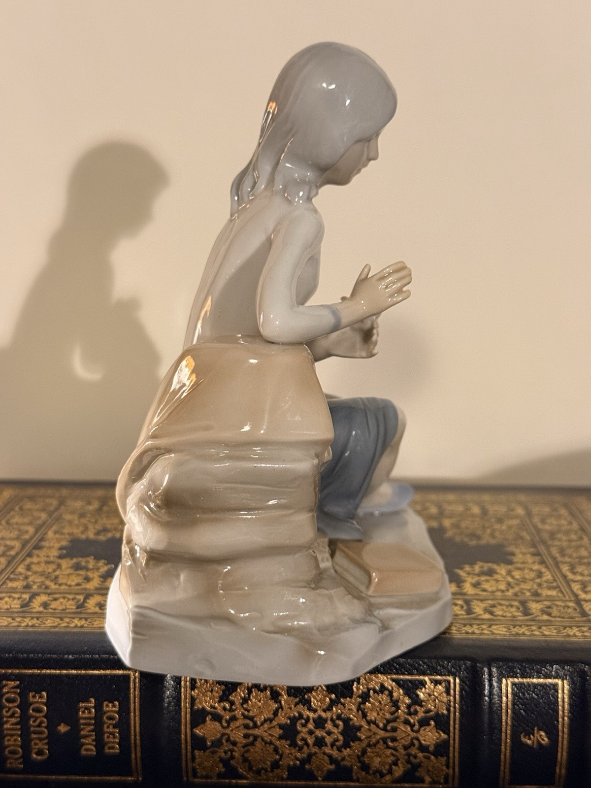 Vintage Brinn’s Girl with Bird, Flowers, And Books – Gives Of “Belle” Vibes