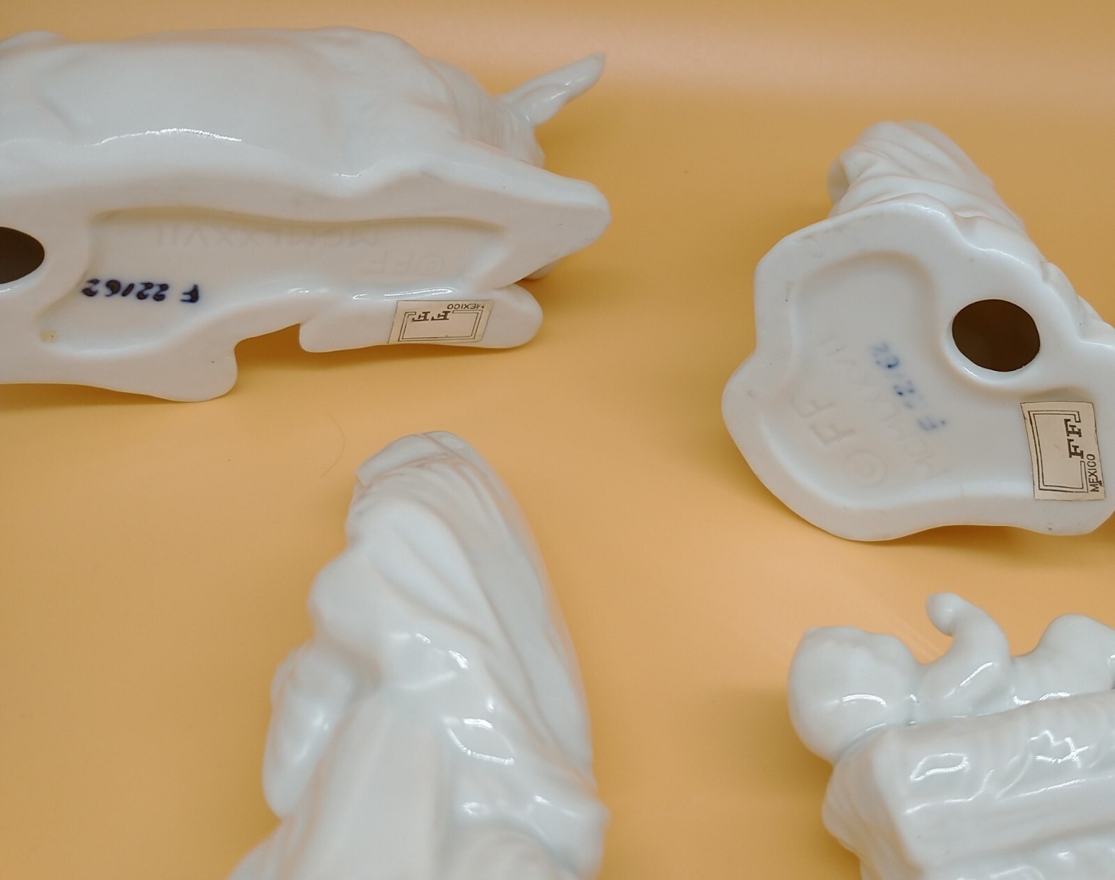 Nativity Set 1977 Fitz & Floyd Porcelain 6 pc Christmas Jesus Bethlehem VINTAGE