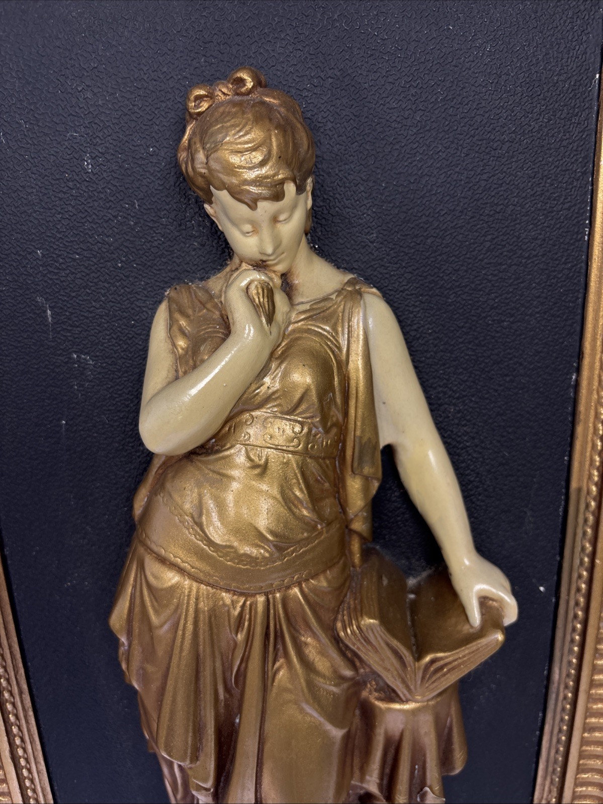 Ansonia Poetry Wall Plaque 3D Plaster Chalkware Large 14”x23″ Rare Vintage
