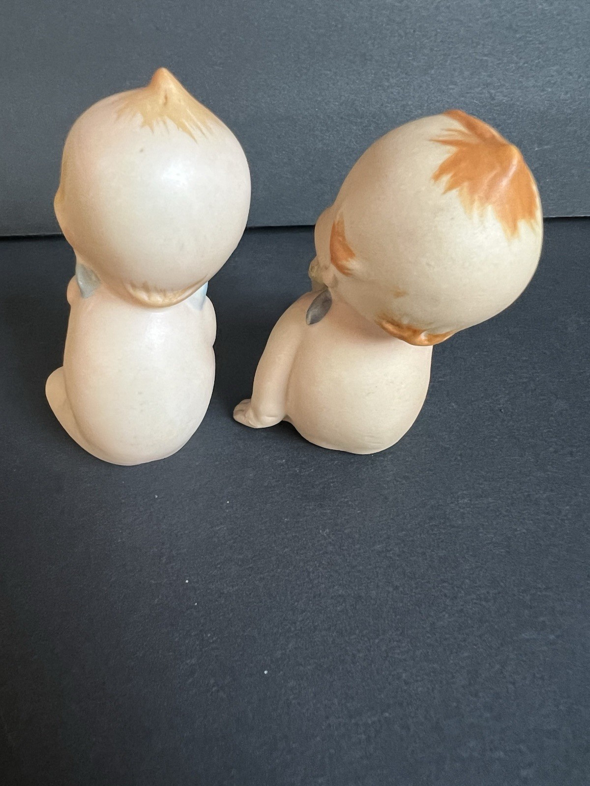 Lefton Kewpies Set of 2 Bisque Piano Baby with Blue Wings Different Poses