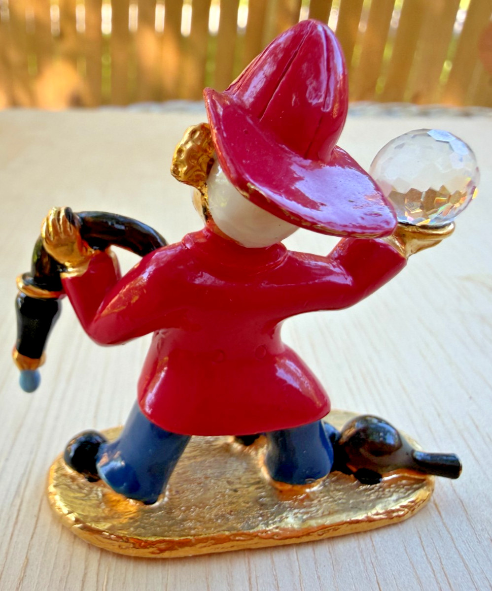 Vintage Clown Fireman Firefighter Swarovski Crystal Spoontiques Pewter Figurine!