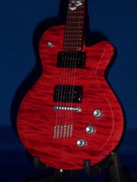 Mini CABO WABO Guitar SAMMY HAGAR Red Rocker Memorabilia FREE STAND Gift