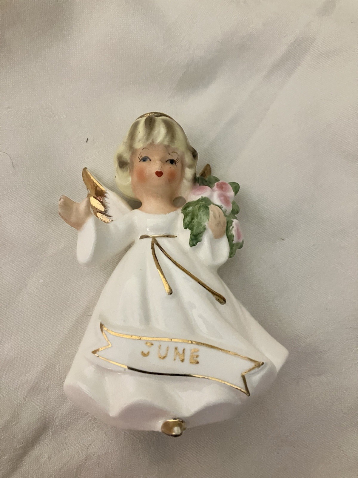 Vintage Enesco Japan June Birthday Angel Figurine