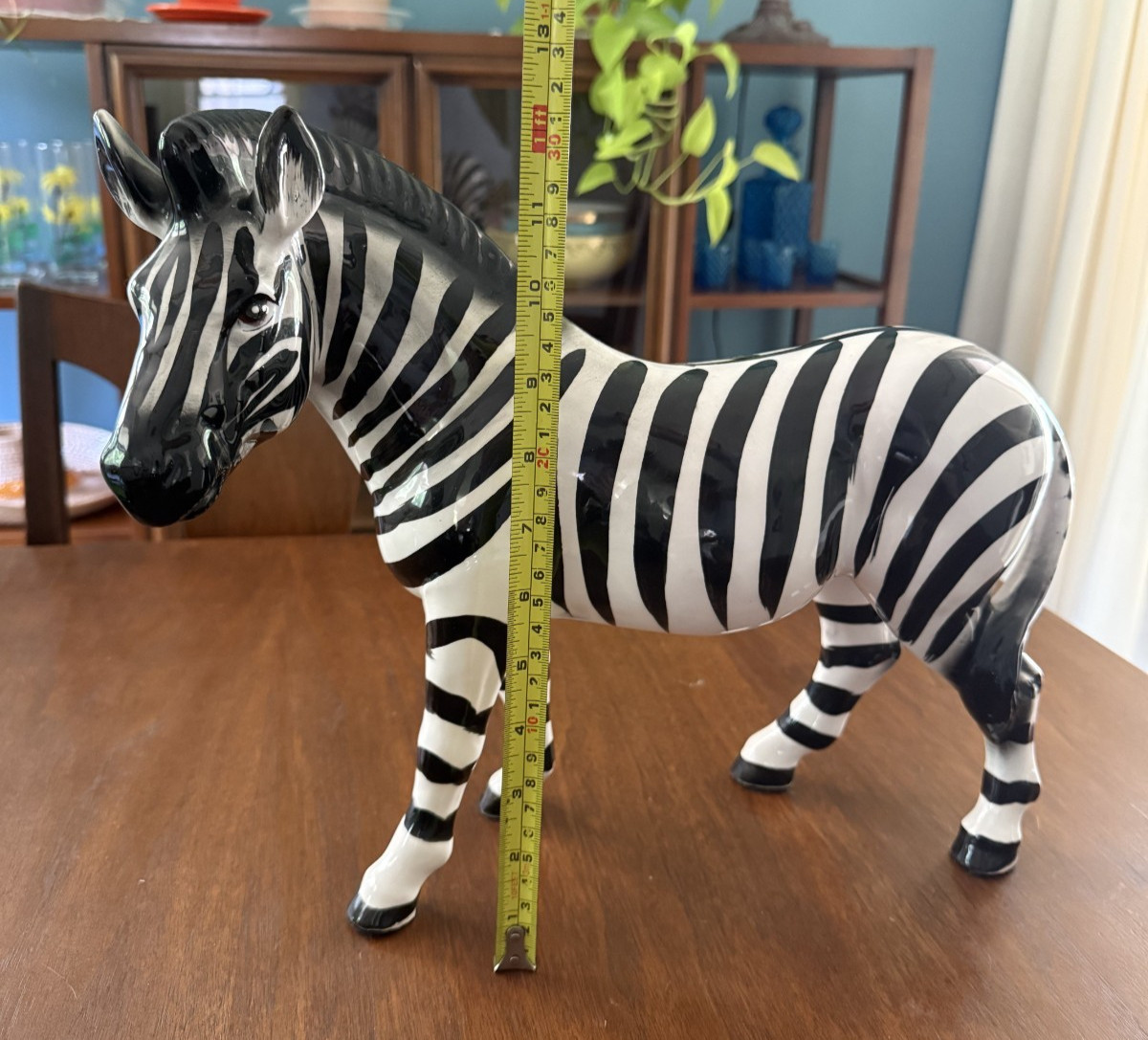 Vintage 1960s? Large Ceramic Hand Painted Zebra Collectible Animal Statue Japan