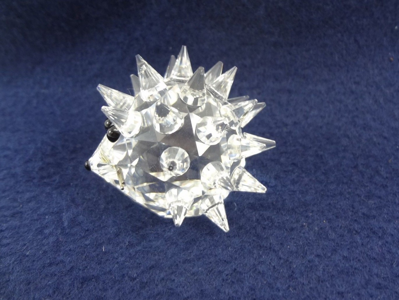 Swarovski Crystal Hedgehog 2″ Signed Black Eyes Silver Whiskers Vintage