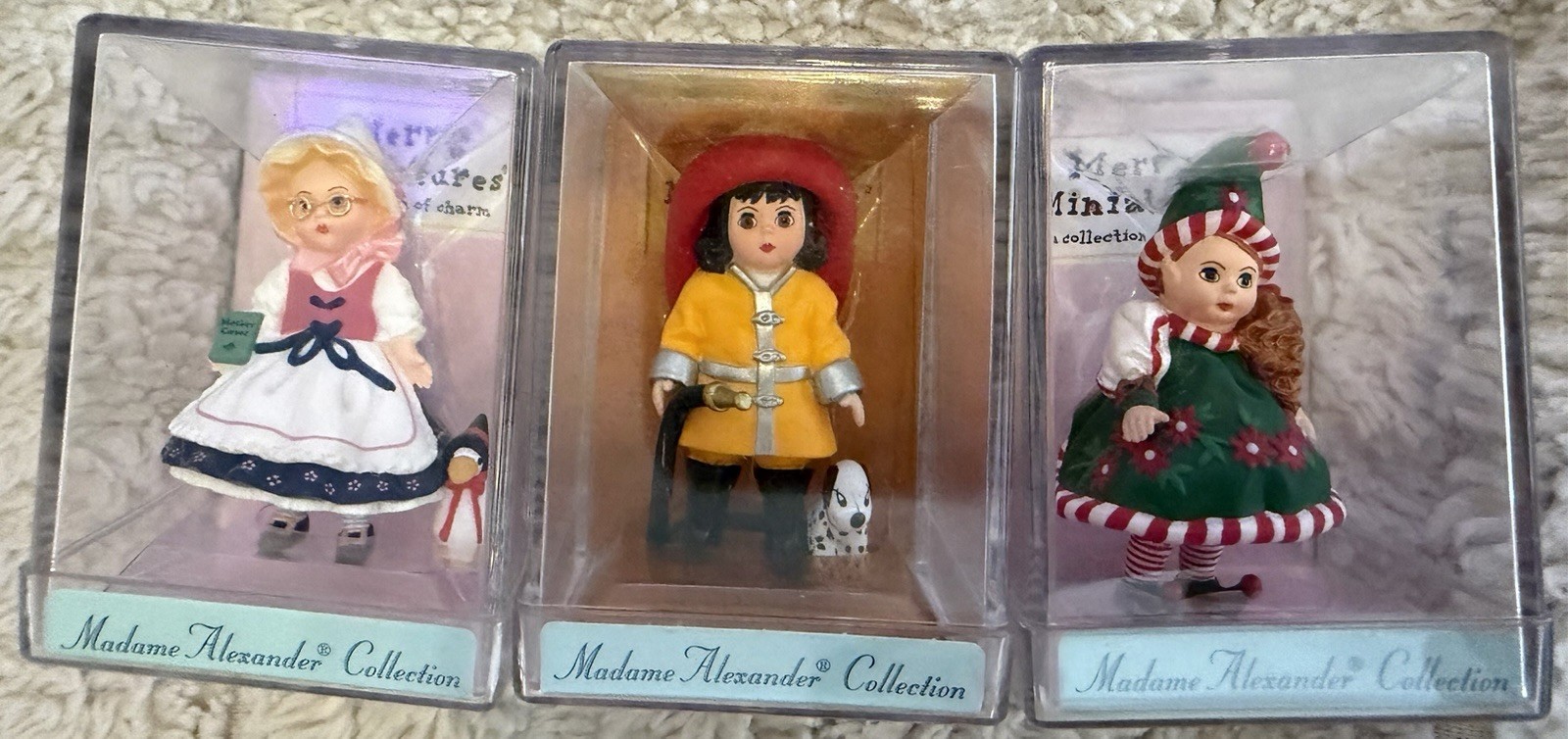 Lot If (3) Madame Alexander Hallmark Mini Figurines QMM7010,QMM7021,QMM7013 Xmas