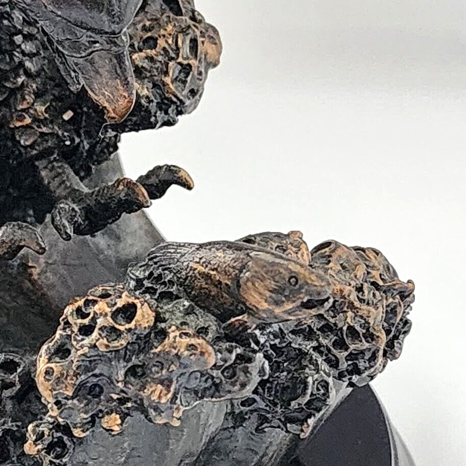 Treasure of Nature Eagle Figure Sculpture Bronze Plated Wood Base 11″