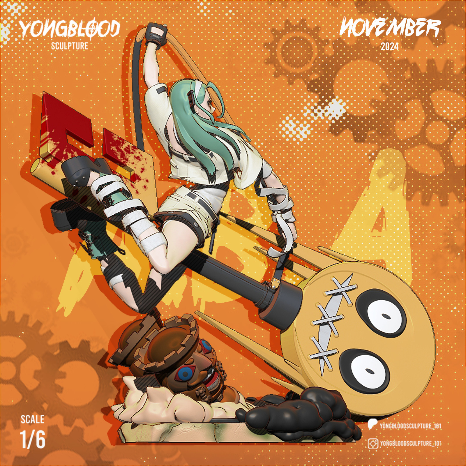 Aba Figurine Guilty Gear Hand Painted Model / DIY Kit 18 pcs