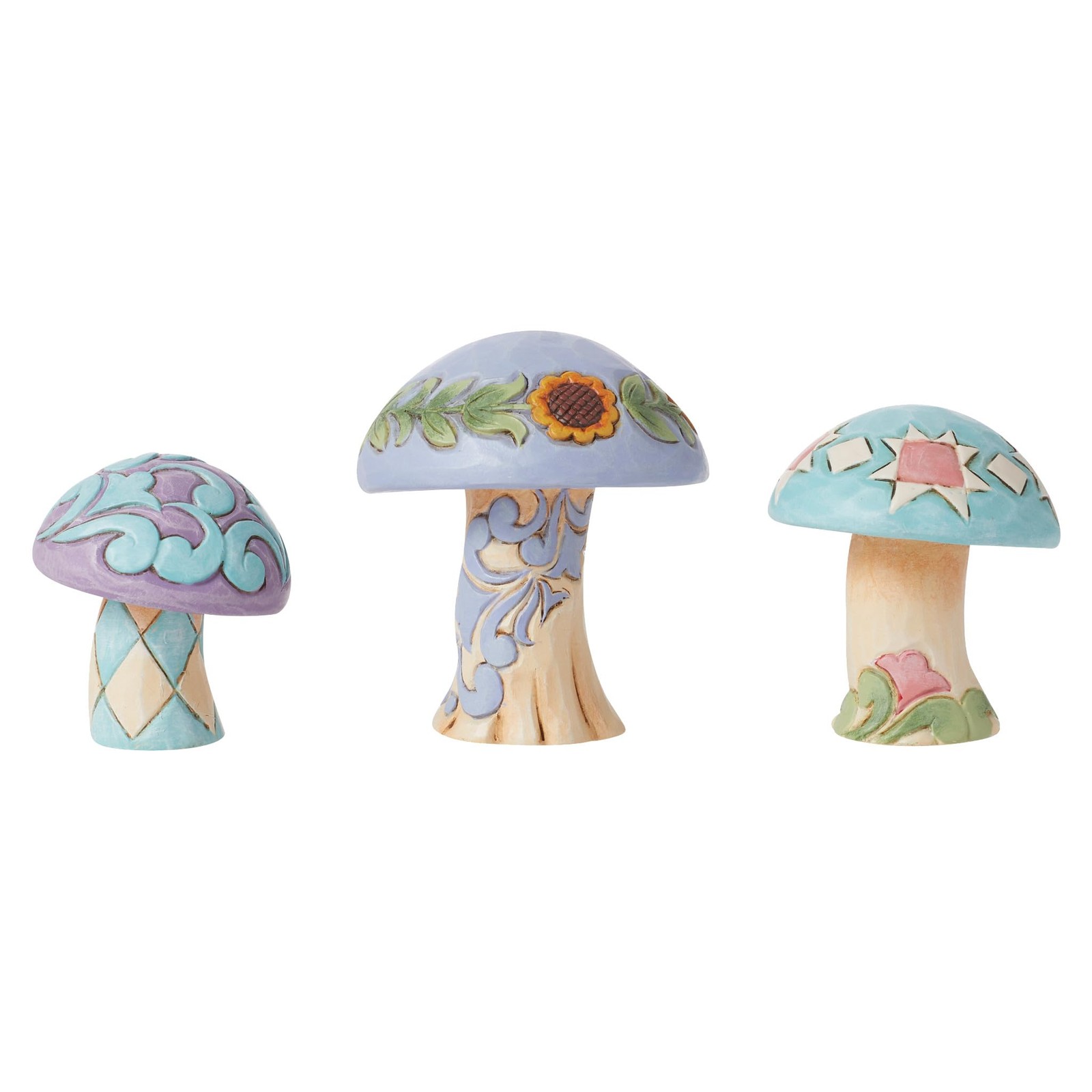 Jim Shore Heartwood Creek Nature’s Meadow Mushrooms Miniature Figurine 3pc Se…