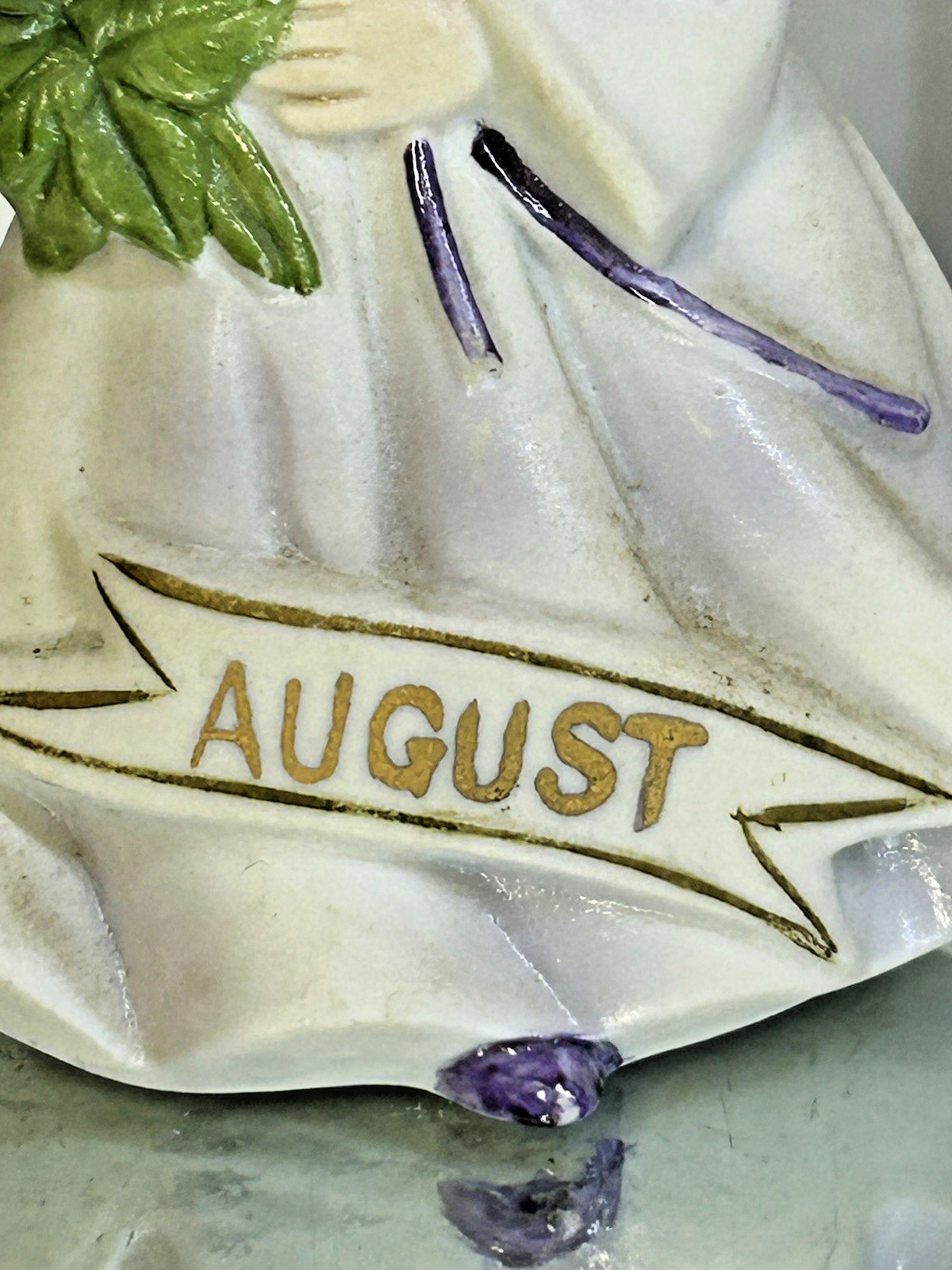 Vintage 4″ Lefton AUGUST Birthday Porcelain Figurine Hand-Painted Matte Finish