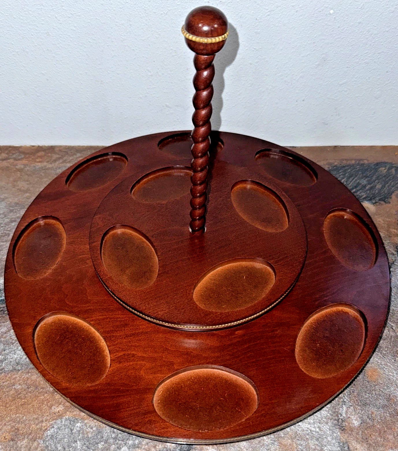 Vintage Franklin Mint Treasury Carousel Art Round Wood Display Base 1988 ONLY