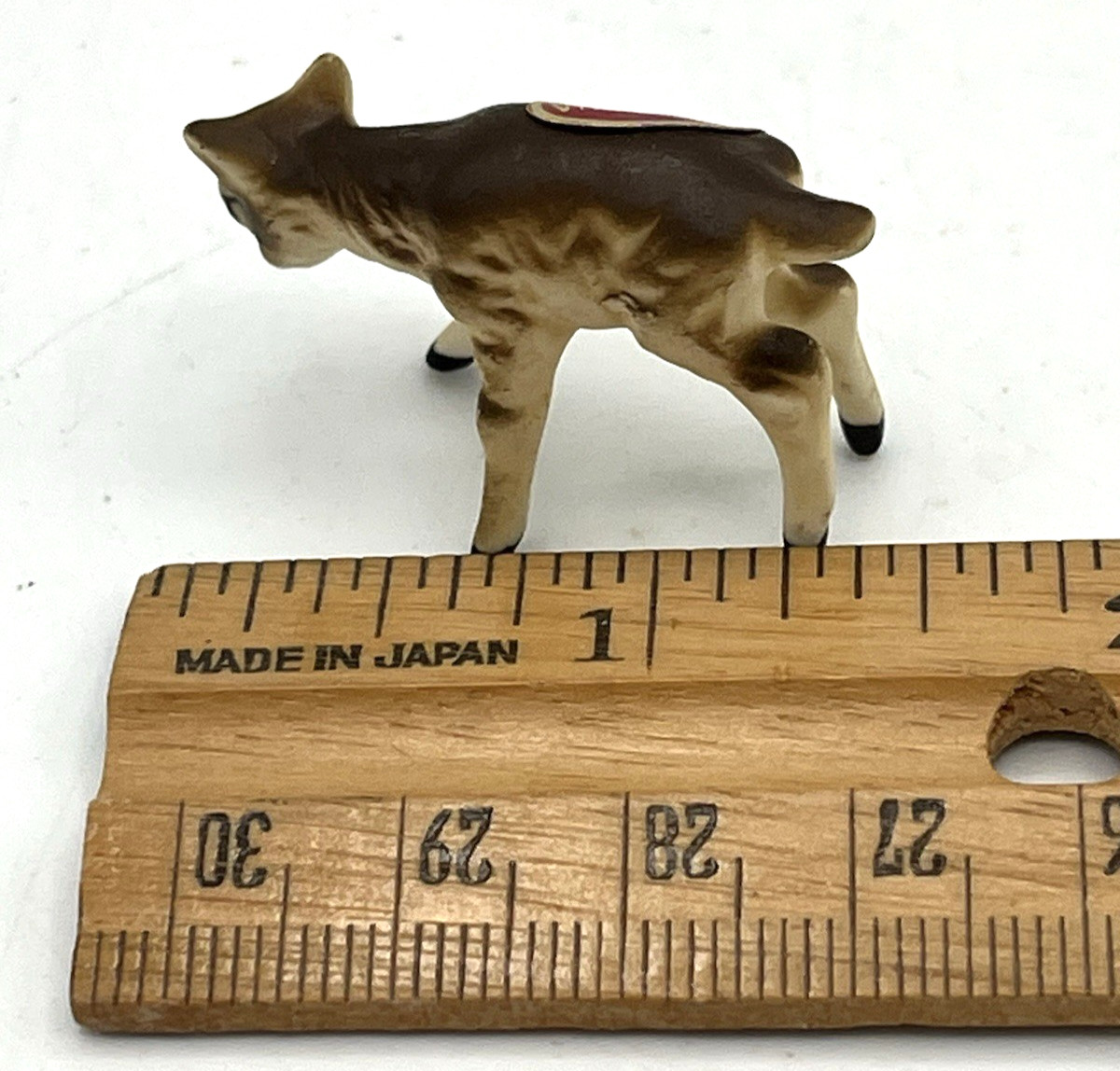 Vtg Miniature Bone China 3pc Moose Family Set Bull Cow Calf Figurine Japan 1960s